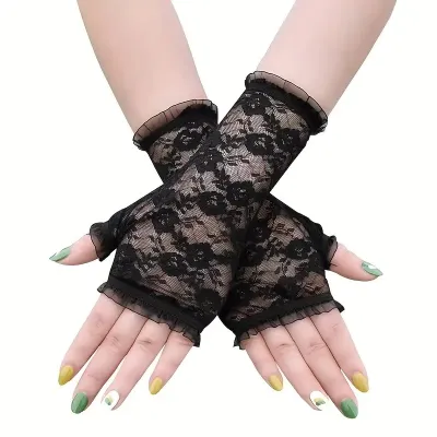 Flower Lace Half Finger Hand Socks 